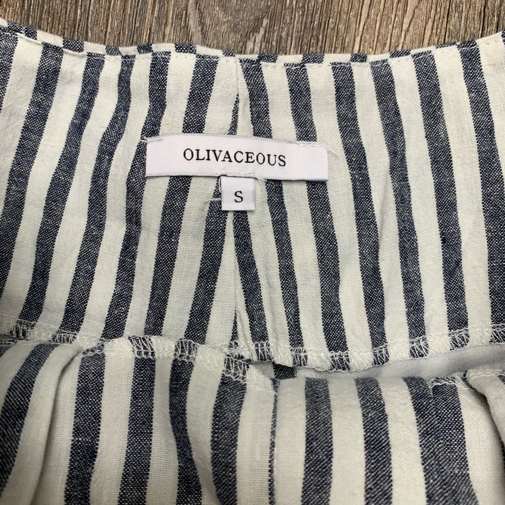 Olivaceous cute striped linen paper bag shorts - Picture 4 of 8